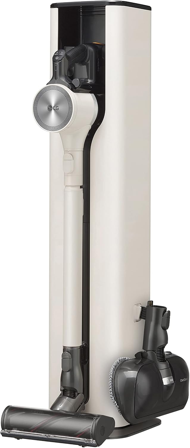 LG CordZero All-in-One Tower Auto Empty Cordless Stick Vacuum Cleaner, Extra Battery, Up to 120 Min, Lightweight, Handheld, A939KBGS, Sand Beige