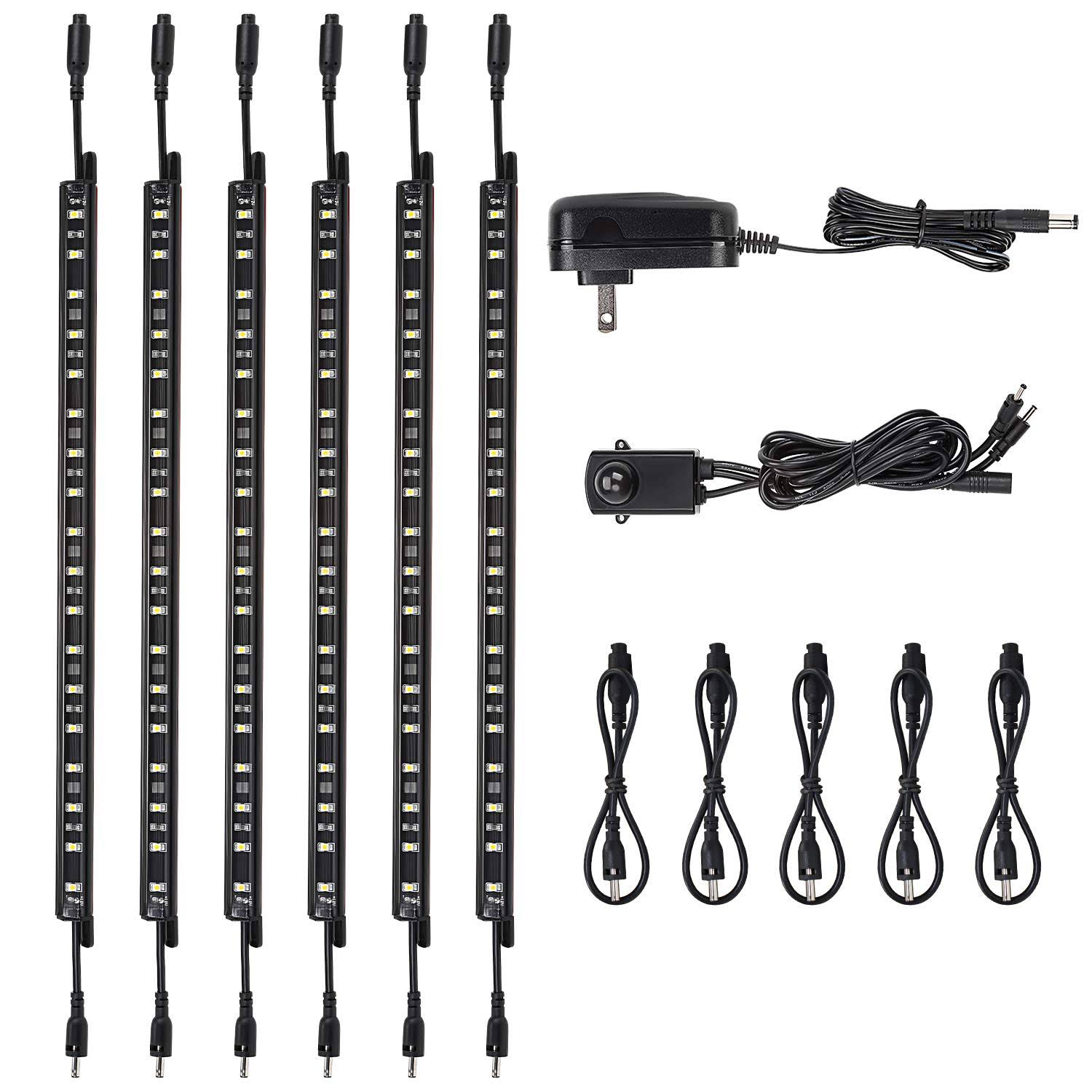 Torchstar LED Safe Lighting Kit, (6) 12’’ Linkable Light Bars + Motion Sensor + Power