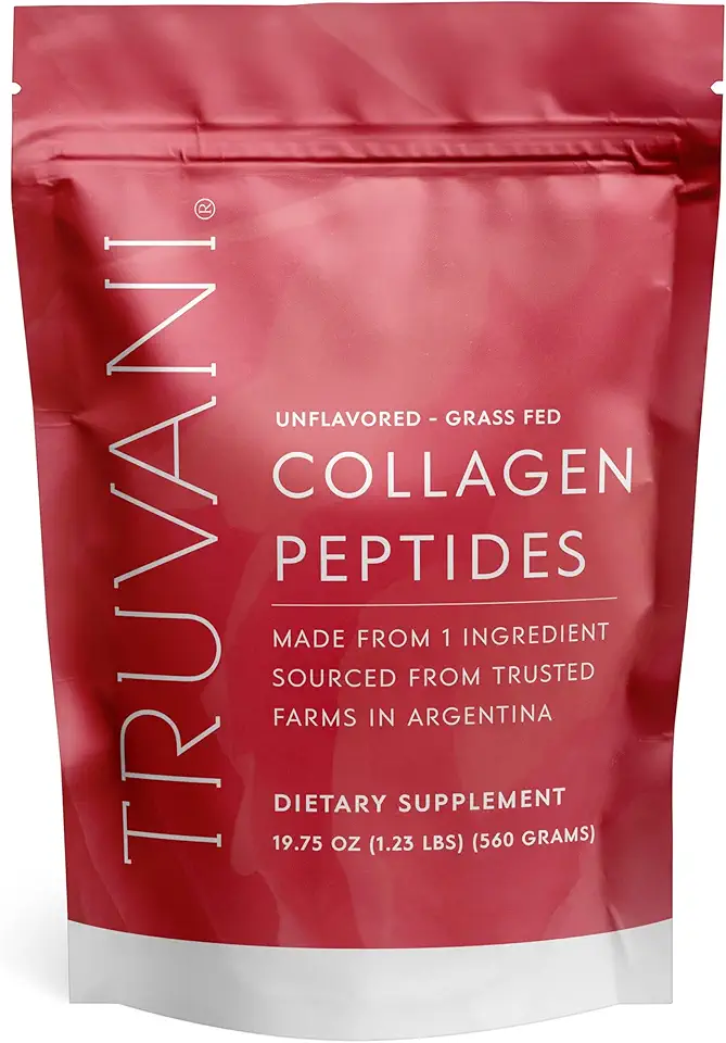 Truvani Hydrolyzed Collagen Peptides | Unflavored | 28 Servings | 20g Grass-Fed Collagen Protein Powder | Promotes Hair, Skin
