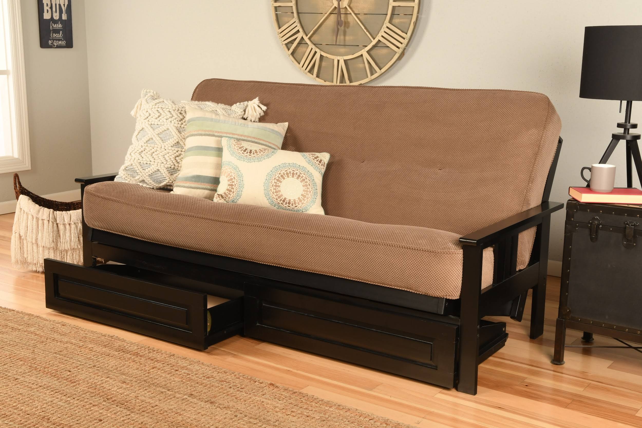 Kodiak Furniture Monterey Full Futon with Fabric Mattress in Mocha Brown/Black - KFMODBKMMOCHLF5MD4