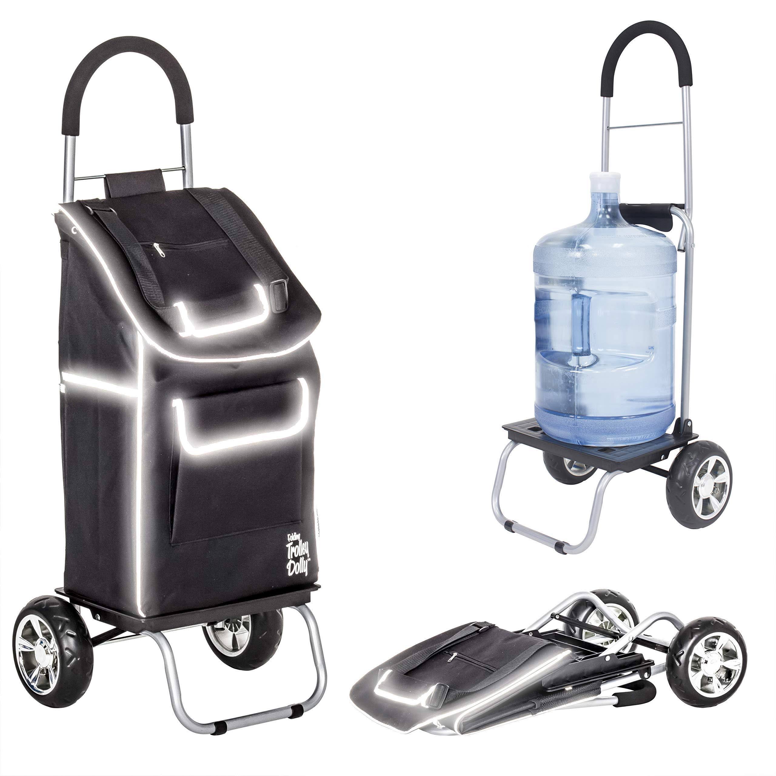 Dbest Products Trolley Dolly, Reflective Shopping Grocery Foldable Cart
