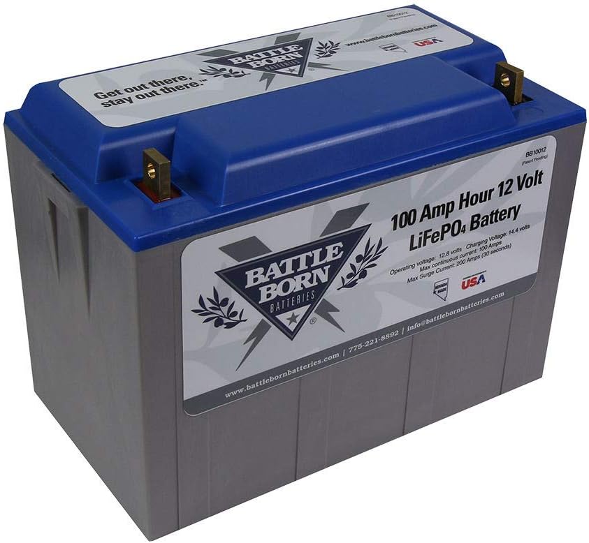 Battle Born Batteries LiFePO4 Deep Cycle Battery - 100Ah 12v with Built-In BMS - 3000-5000 Deep Cycle Rechargeable Battery - Perfect for RV/Camper