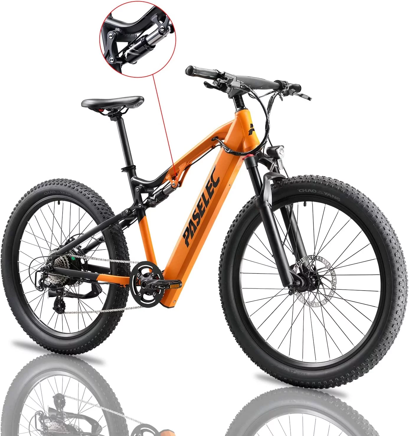 Paselec 750W Peak 27.5" Electric Mountain Bicycle Snow Ebike, 3.0" Fat Tire Electric Bike with 48V 17.5Ah Li-Ion Battery