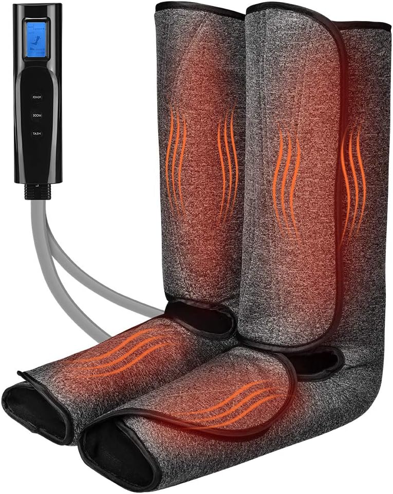 Leg Massager for Circulation with Heat Foot and Calf Massage Machine with LCD Handheld Controller Adjustable Wraps Design for Most Size