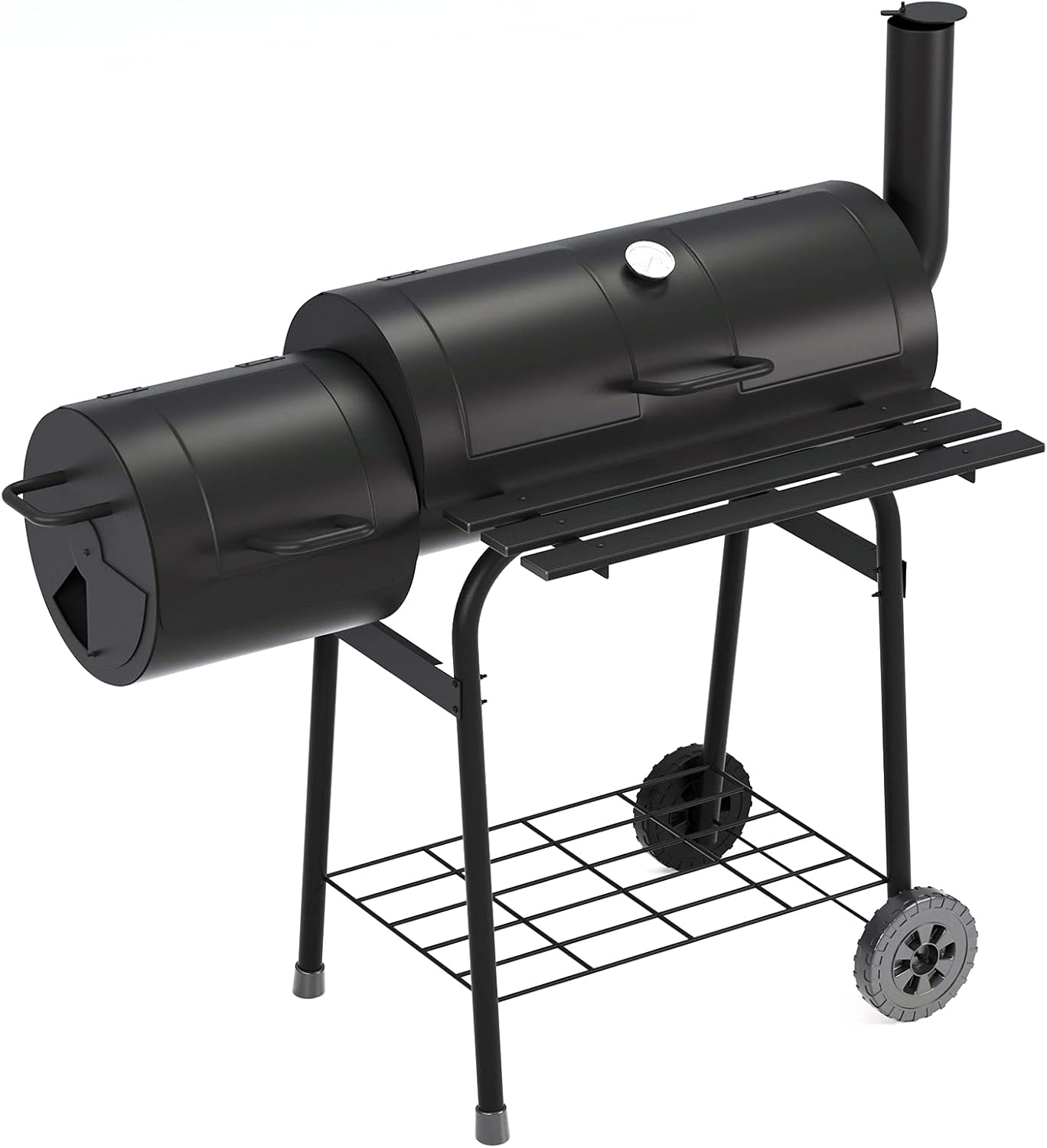 Panfrying Charcoal Grills Offset Smoker,Combo with Large Cooking Area,Black,for Outdoor Patio and Backyard BBQ Grill