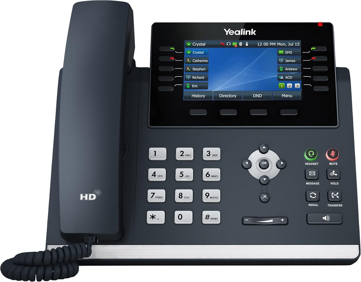 Yealink T46U IP Phone, 16 VoIP Accounts. 4.3-Inch Color Display. Dual USB 2.0, Dual-Port Gigabit Ethernet, 802.3af PoE