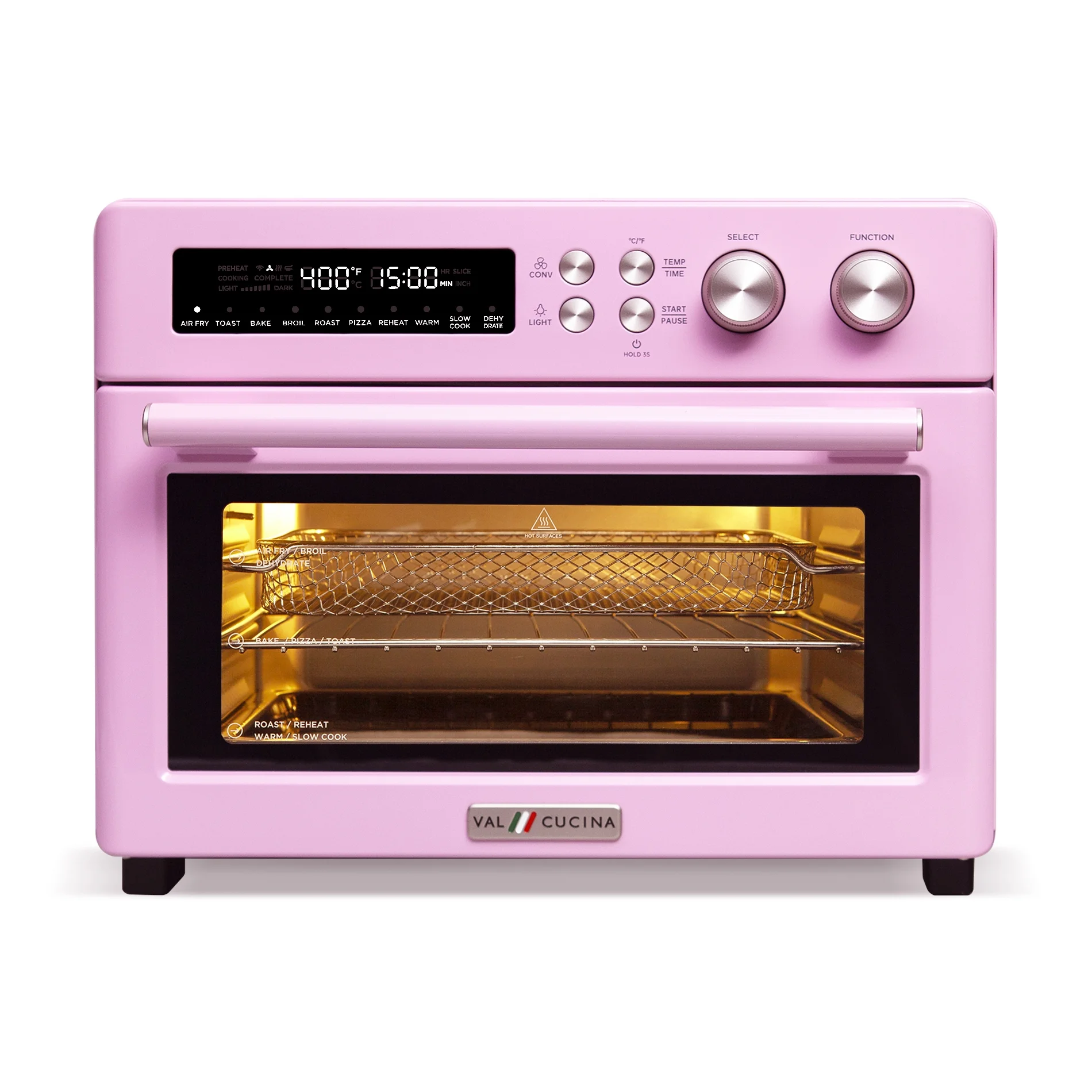 VAL CUCINA Retro Style Infrared Heating Air Fryer Toaster Oven, Extra Large Countertop Convection Oven 10-in-1 Combo, 6-Slice Toast
