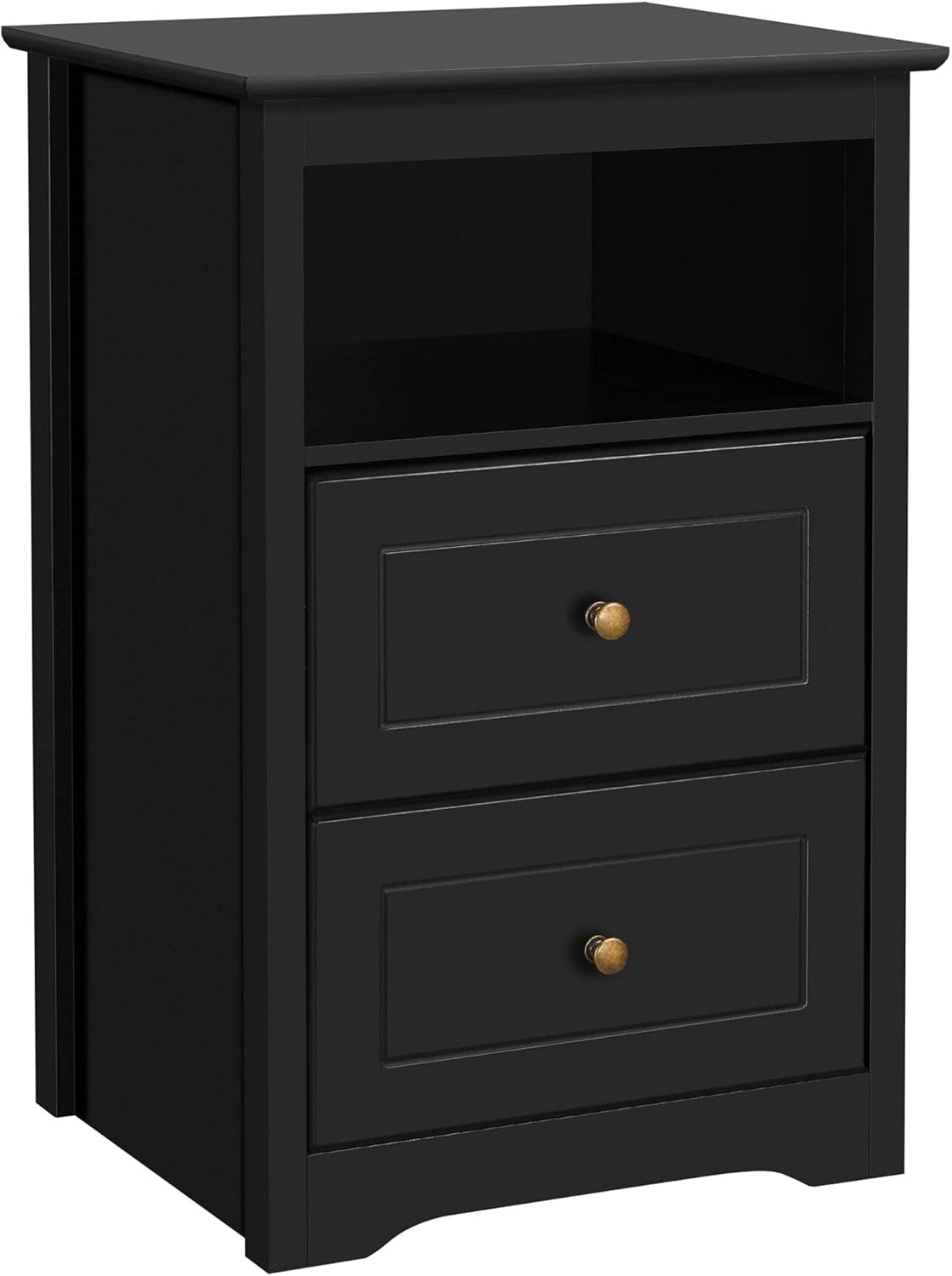 Topeakmart Tall End Table with 2 Drawers and Open Shelf, Sofa Chair Side Storage Cabinet for Living Room Small Space, L19xW15.7xH29 Inches, Black