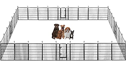 BestPet Dog Playpen Indoor 40 inch 16 Panels Metal Dog Pen Pet Dog Fence Outdoor Exercise Pen with Doors,Pet Puppy Playpen for RV Camping Yard, Black