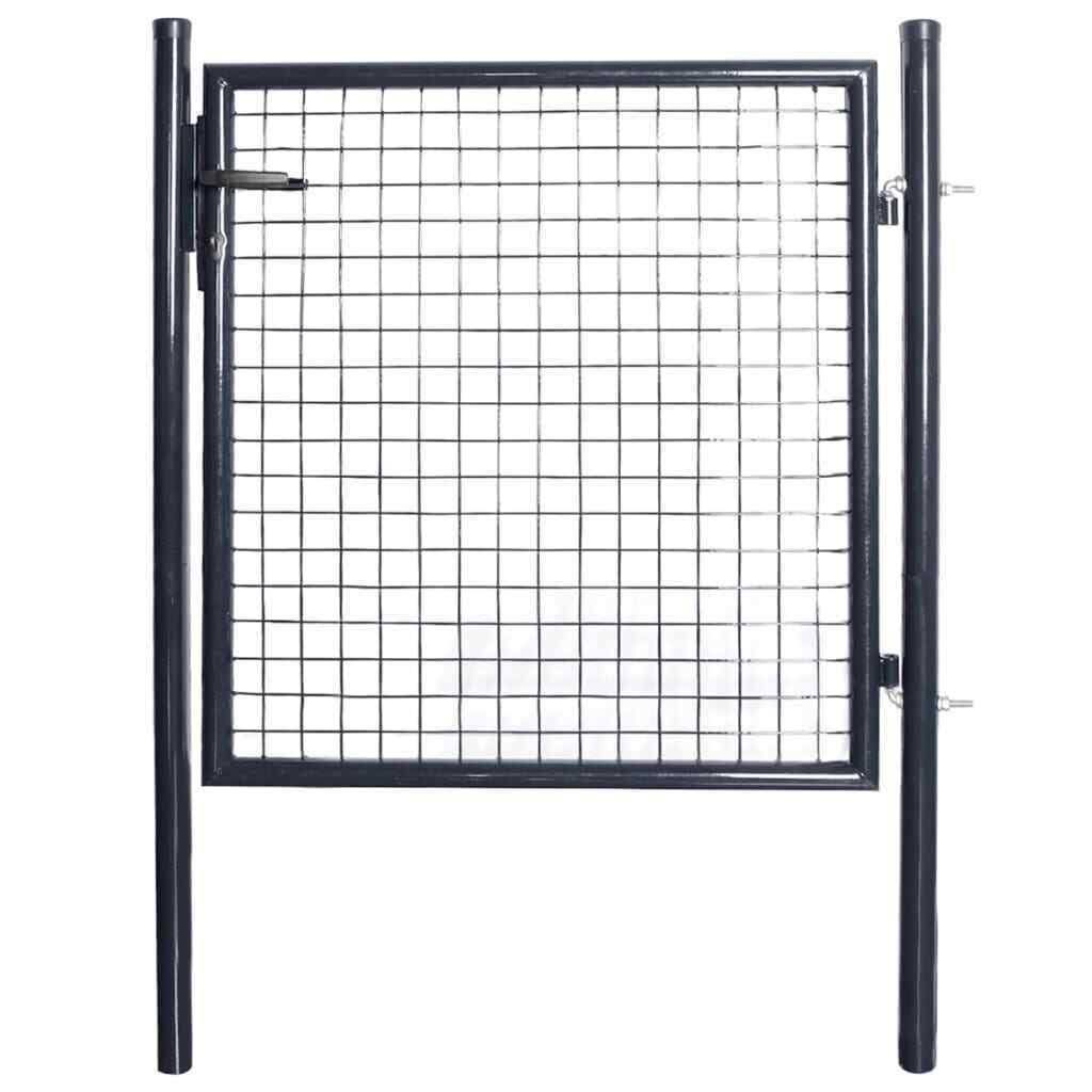 vidaXL Mesh Garden Gate Galvanised Steel 33.7x22x39.4x22 Gray