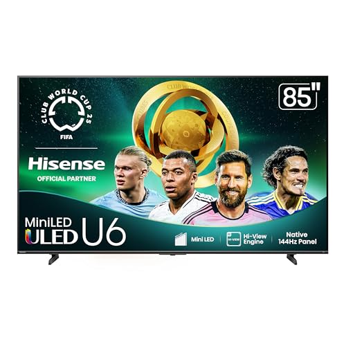 Hisense 55" Class U6 Series Mini-LED 4K UHD Smart Fire TV (55U65QF, 2025 Model) - QLED, Native 144Hz, HDR10+, Dolby Vision IQ, Dolby Atmos