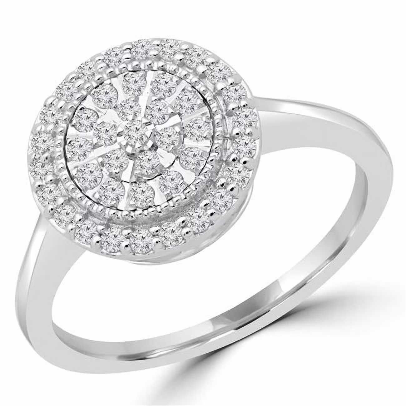 Majesty Diamonds  0.25 CTW Round Diamond Promise Halo Cluster Engagement Ring in 10K White Gold - Size 5.75
