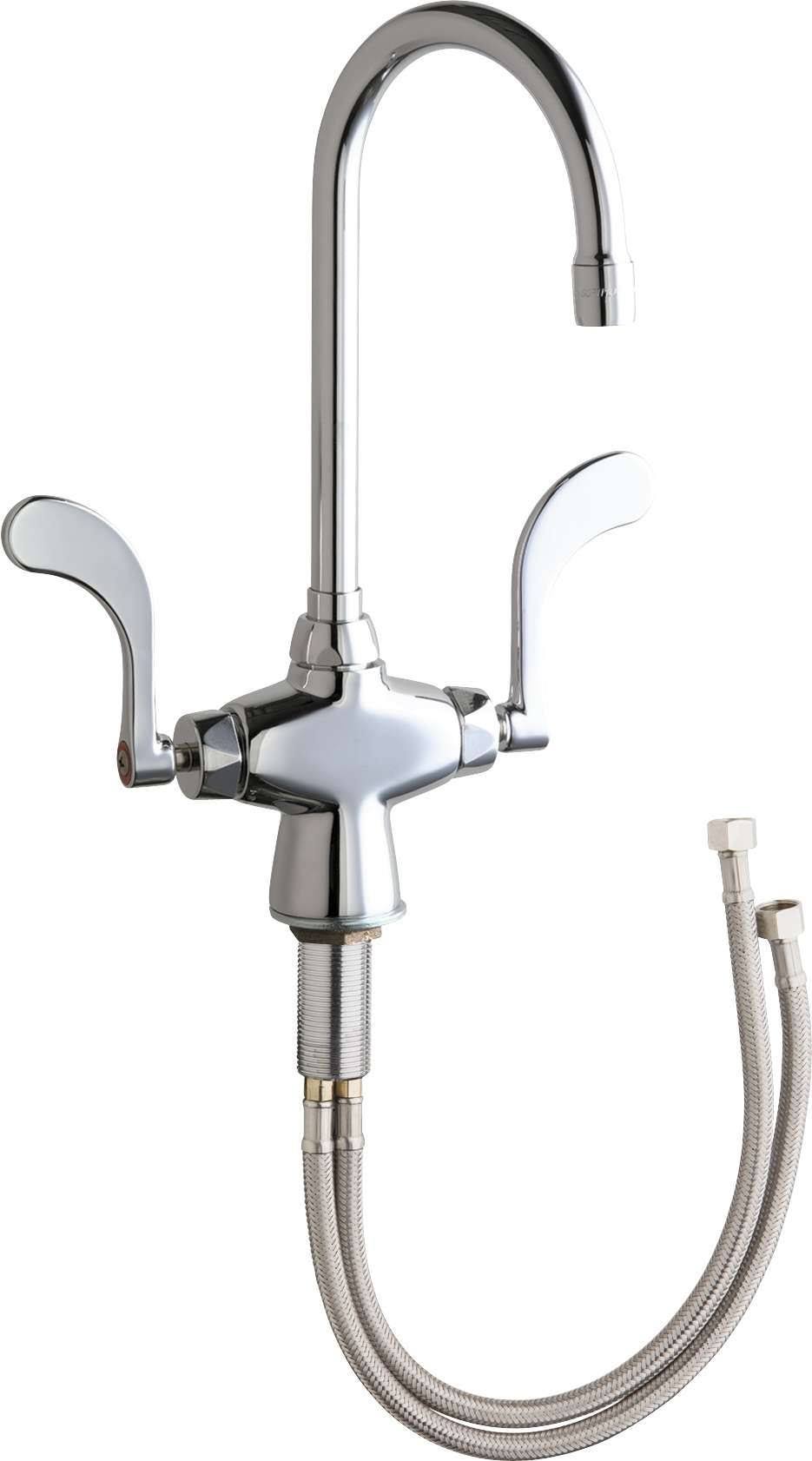 Chicago Faucets 50-317Xkab Commercial Grade Single Hole Kitchen Faucet, Silver