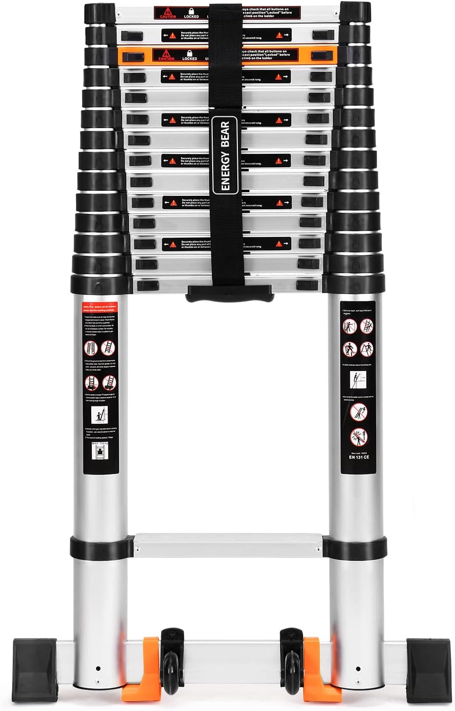Telescoping Ladder Extension Multi-Purpose 18.5 FT Aluminum Foldable Industrial Compact Loft Ladder Household Daily or Emergency Use Portable