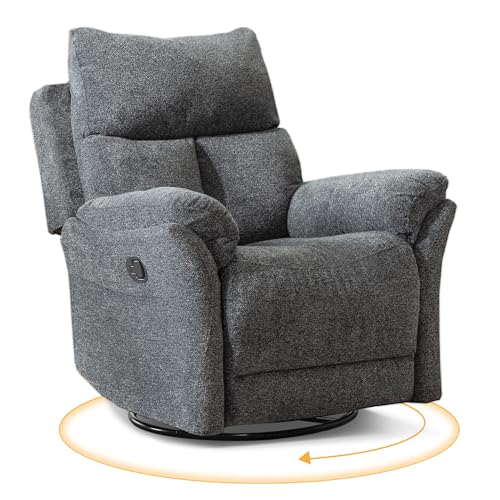 ANJ Swivel Rocker Recliner Nursery Chair, Manual Glider Rocking Recliner Chairs for Adults, Small Recliners for Small Space