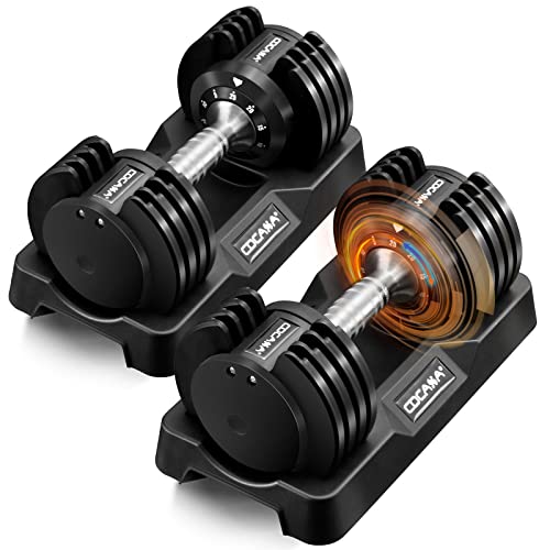 Adjustable Dumbbell Set, 25lb/55lb Free Weight Set Pair Fast Adjust Dumbbell Weight for Exercises