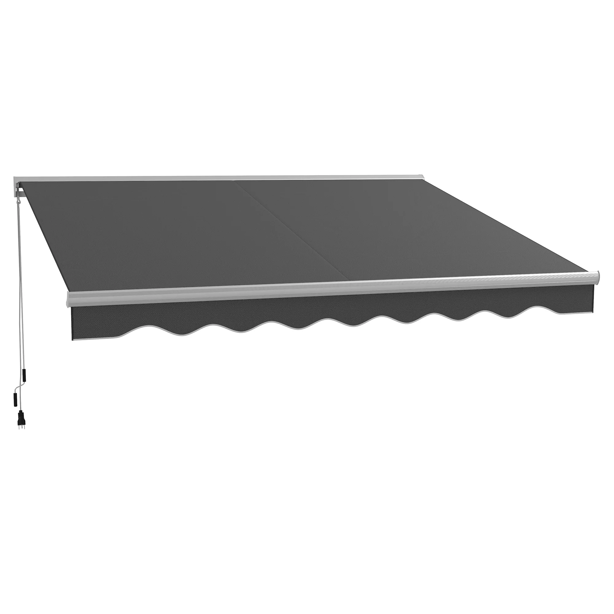 Outsunny 13' x 10' Electric Retractable Awning with LED Lights, Dark Gray - Curated Treasures Market