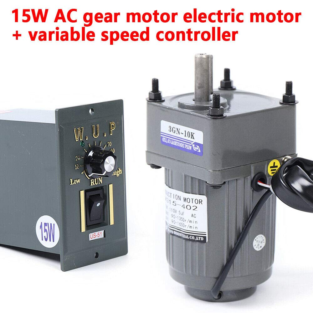 110V 15W Ac Gear Motor Electric Single-Phase Motor Gear Motor Rated Speed 0-54 RPM Electric Variable Speed Adjustable Controller Governor (110V 15W
