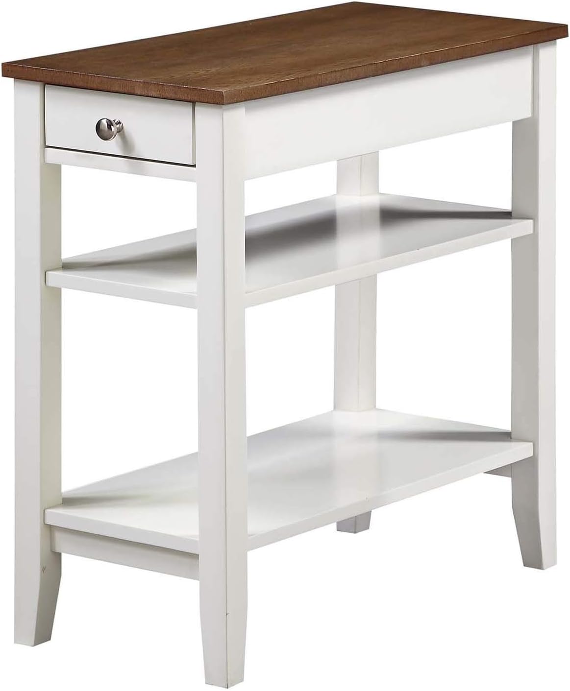 Convenience Concepts American Heritage Three Tier End Table With Drawer, Driftwood / White