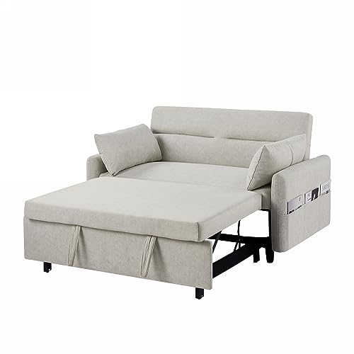 GIA 3 in 1 Convertible Sleeper Sofa, Loveseats Futon Couch Pullout Bed for Living Room,Love Seat Chaise Lounge with Adjsutable Backrest