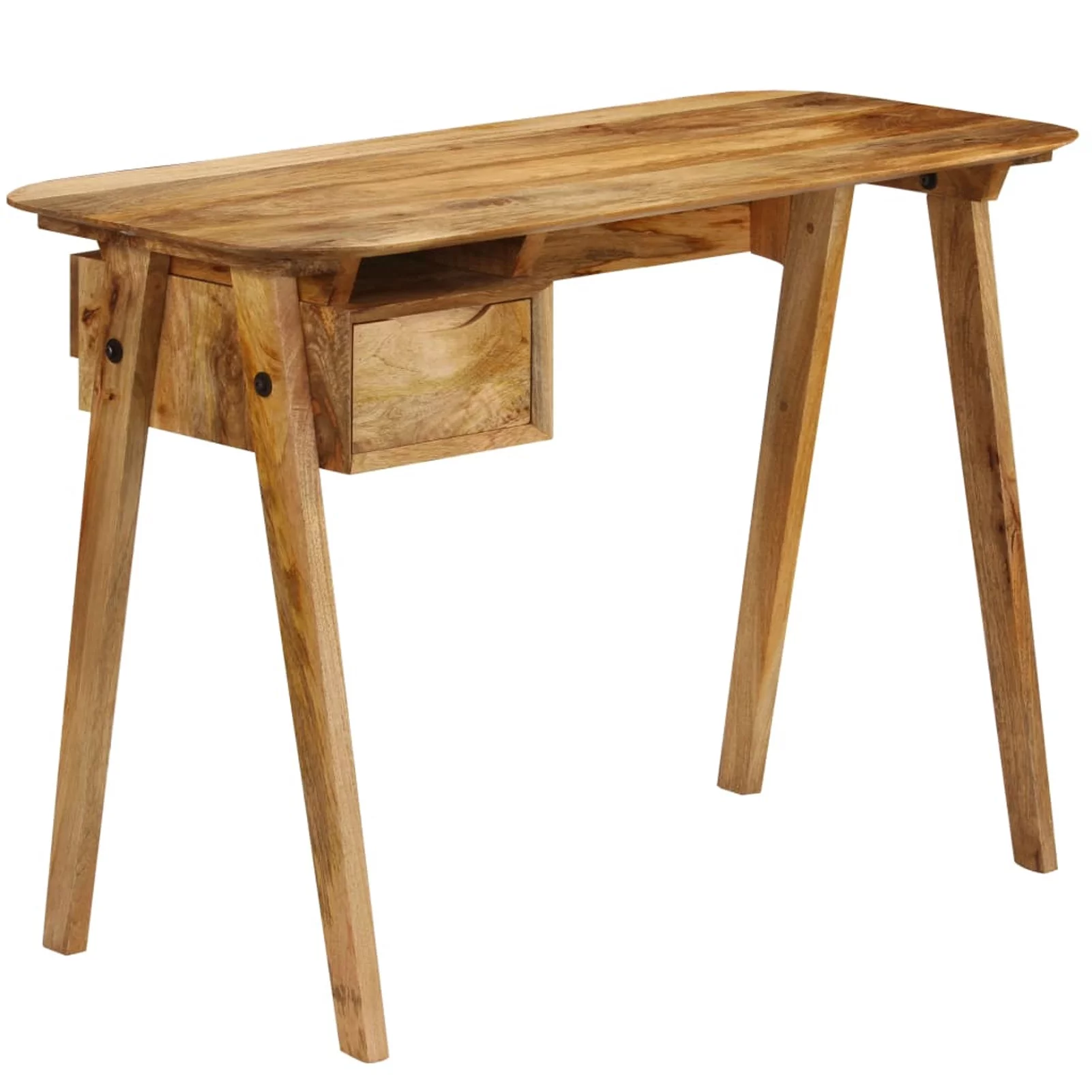 Anself Writing Table with Storage Drawer and Small Compartment Study Table Multifuctional Mango Wood Computer Desk for Home Office Furniture 43.3 x