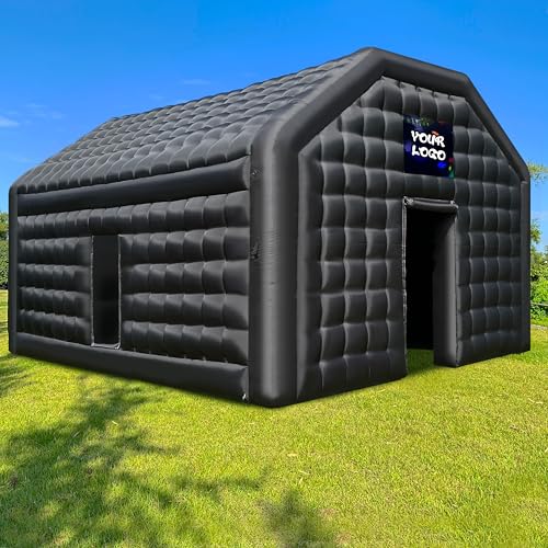 WARSUN Large Black Inflatable Nightclub 20x16.5x12Ft Inflatable Party Tent with Logo Area Inflatable Night Club Tent for Adults Wedding Birthday