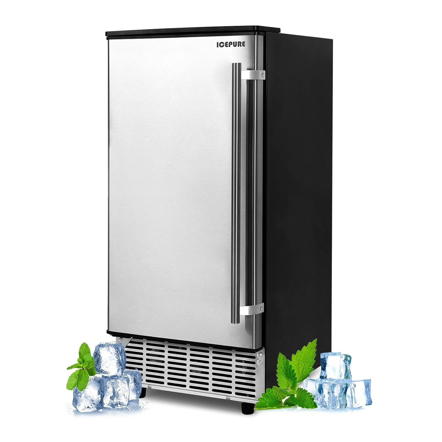 ICEPURE Commercial Ice Maker, Built in/Under Counter Ice Maker Machine with Drain Pump, 80 Lbs/24H, Auto-Cleaning, 24H Timer, 26Lbs Storage