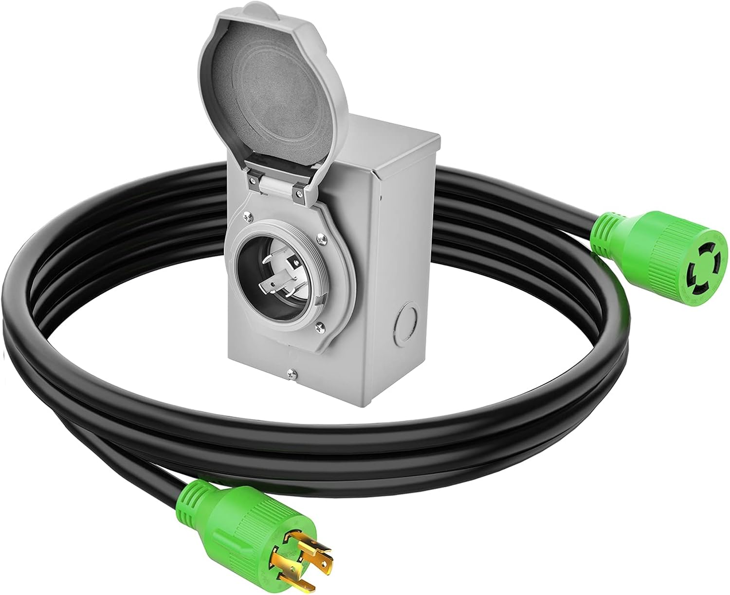 RVINGPRO 30 Amp Generator Cord 15FT and Generator Inlet Box Waterproof Combo Kit, NEMA L14-30 Generator Cord 30 Amp 4 Prong with Power Inlet Box