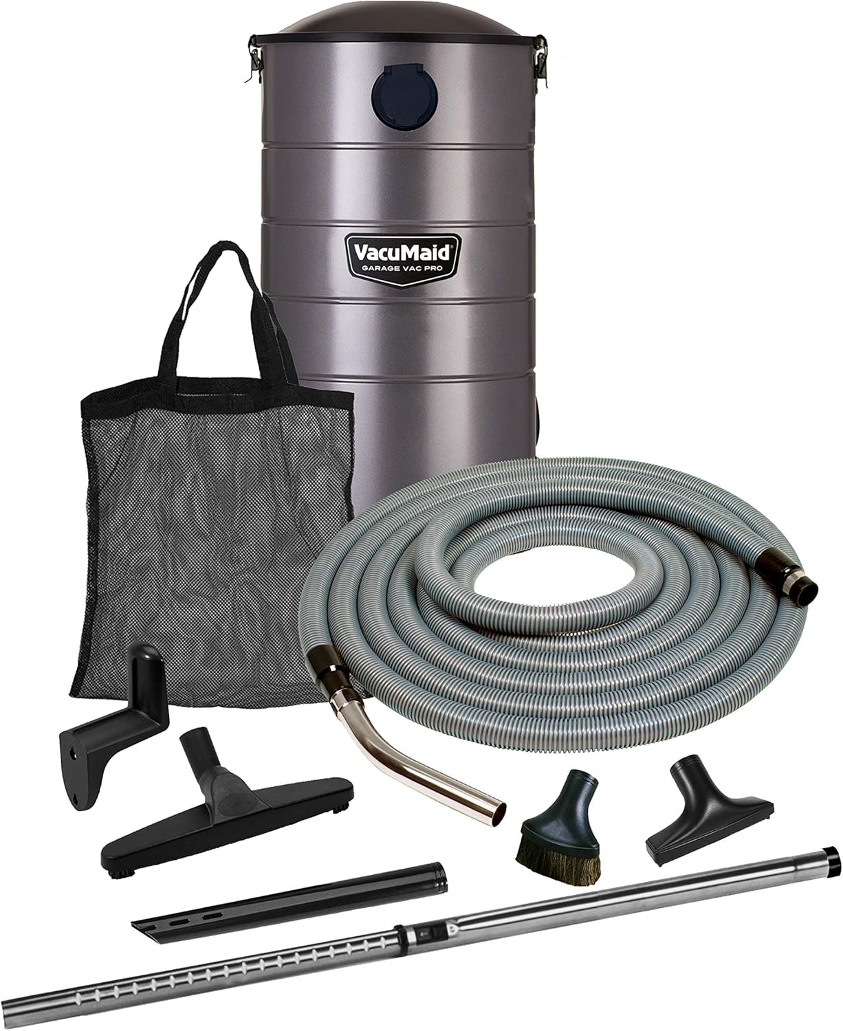 VacuMaid GV30PRO Wall Mounted Garage and Car Vacuum with 30 ft. Hose and Tools.