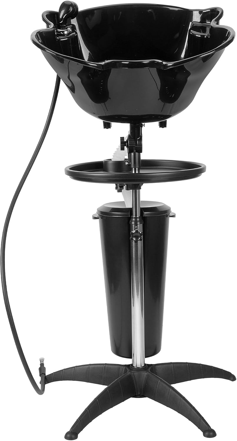 Dyna-Living Portable Shampoo Bowl Salon Deep Shampoo Basin Sink for Washing Hair with Adjustable Height, Includes Drain Hose and Bucket