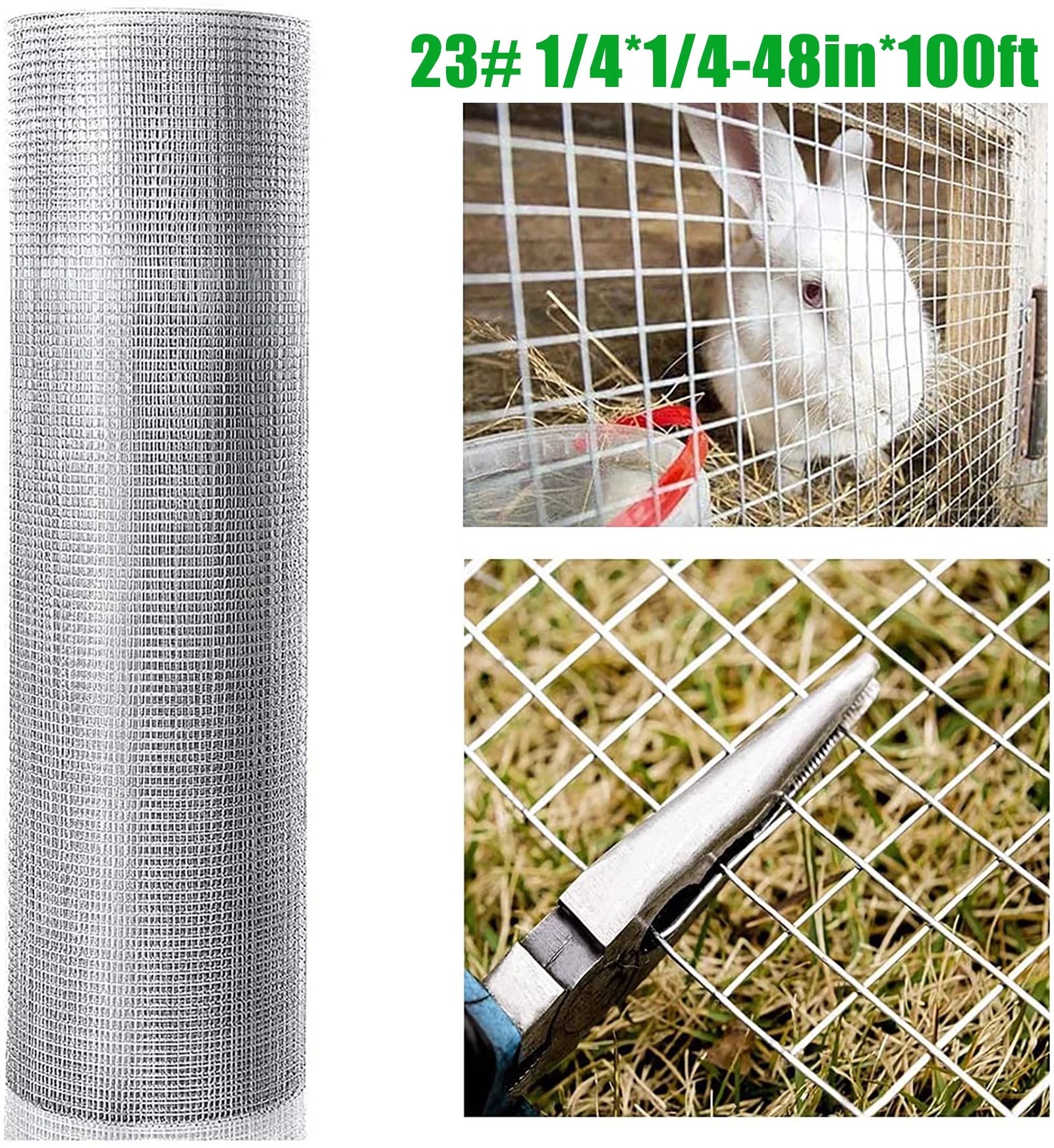 KOTIA 48inx100ft 1/4 in 23 Gauge Hardware Cloth Welded Cage Wire Chicken Fence mesh Rolls Square Chicken Wire Netting Raised Garden Rabbit Fence