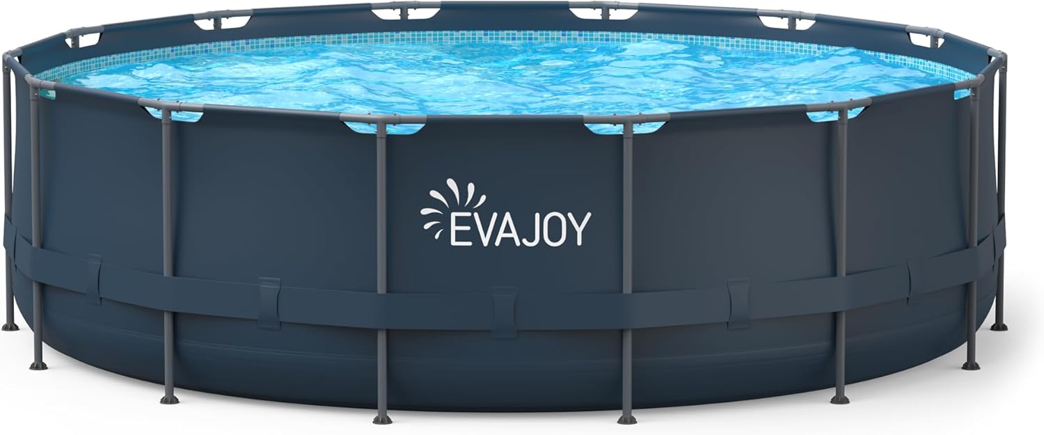 16ft x 48in Metal Frame Swimming Pool Set, Round Above Ground Pool Set with 2000 GPH Sand Filter Pump, Pool Ladder, Ground Cloth