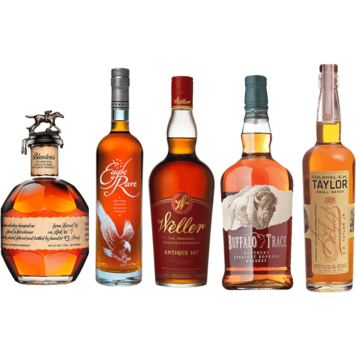 Blanton's Original, Eagle Rare, Weller Antique 107, Buffalo Trace, and EH Taylor Small Batch 750ml Value Bourbon Bundle - Nestor Liquor