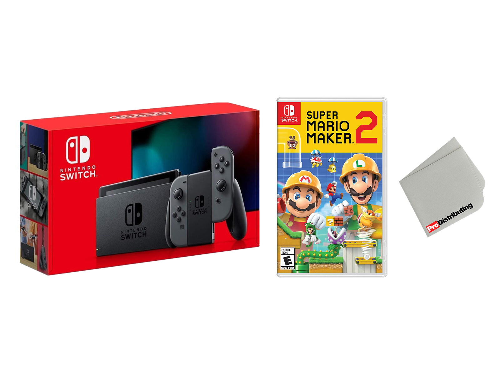 Nintendo Switch 32GB Console Gray Joy-Con Bundle with Super Mario Maker 2 Game - Import with US Plug