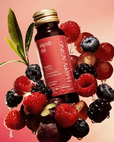 Liquid NAD+ Longevity Shots | Liposomal Nicotinamide Riboside and Resveratrol with Ceramides & Antioxidants | Twice-a-Week | Firm Skin & Brain