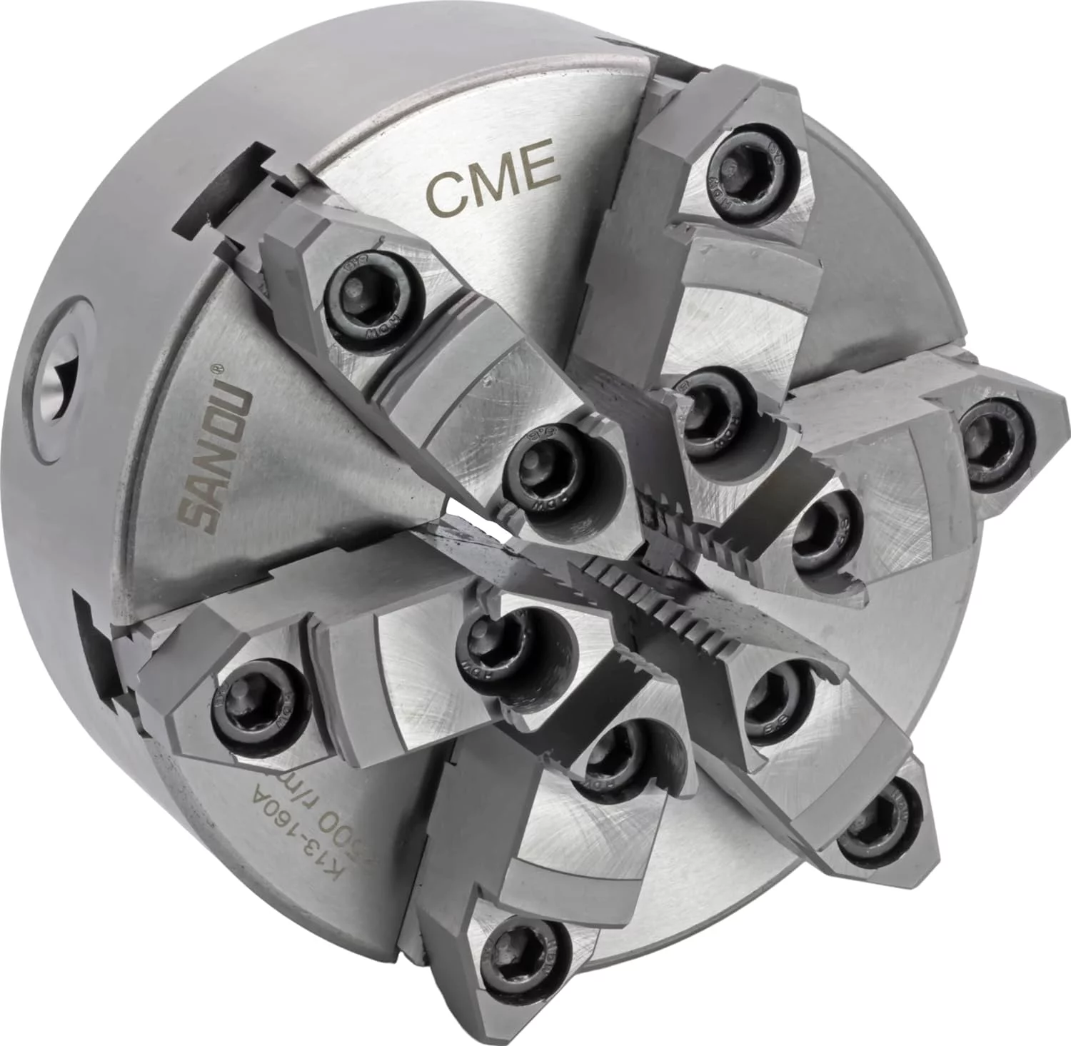 CME 6" 6-Jaw Self-Centering (Scroll) Lathe Chuck, Plain (Flat) Back, Two-Piece Reversible Jaws