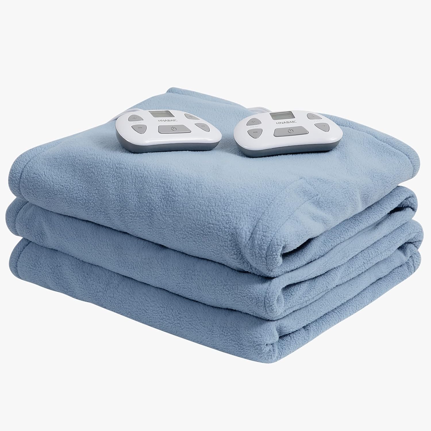 HNABAIC Electric Heated Blanket Twin Size, 10 Heating Levels, 1-10 Hours Auto-Off Timer, Soft Polar Fleece, Machine Washable, ETL Certification (Blue