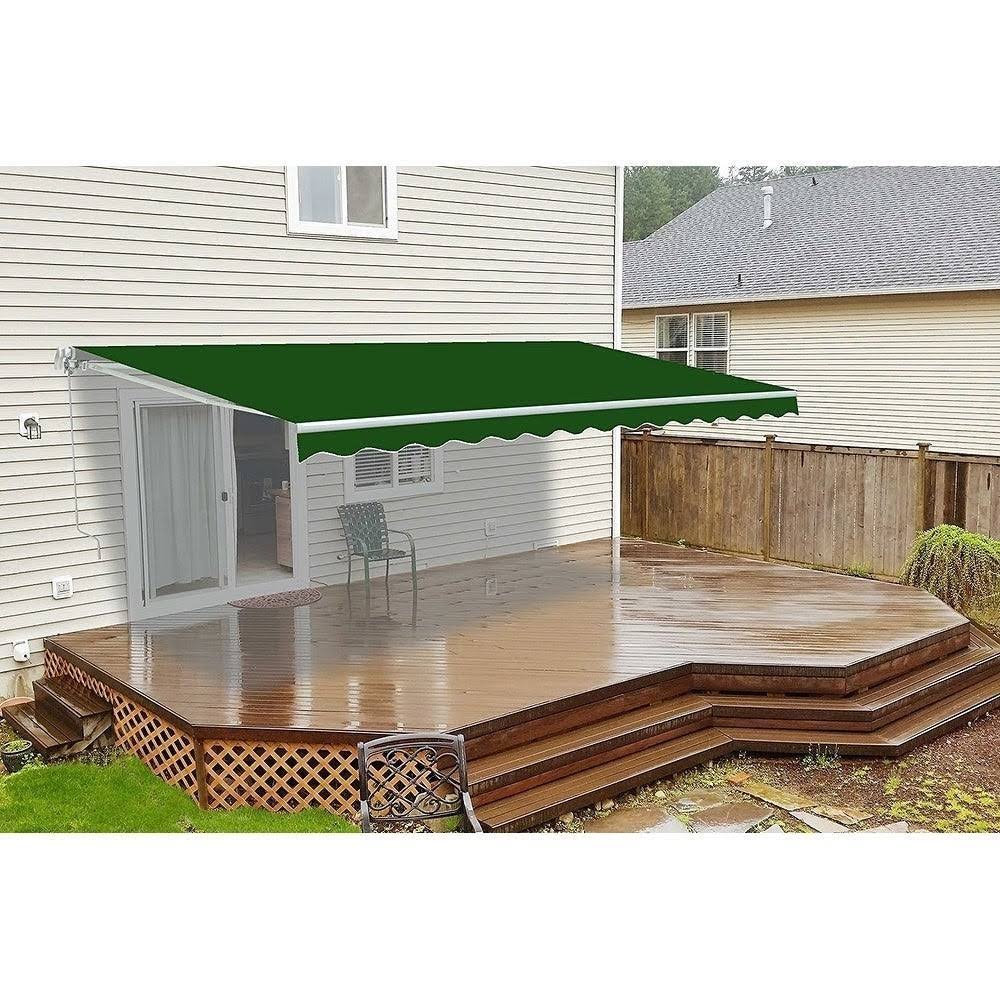 Aleko 12&x10& Motorized Retractable Patio Awning, Green Color