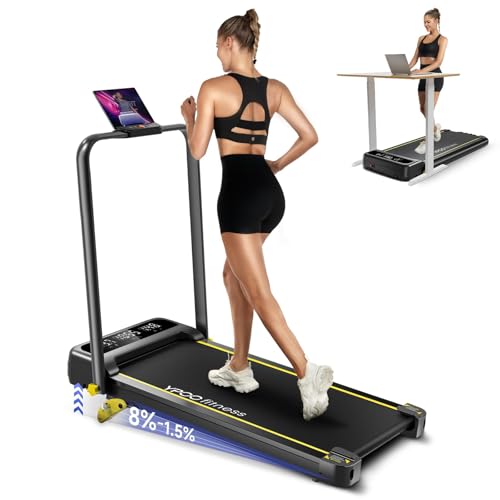 Foldable Treadmill with Incline, Walking Pad with Handle Bar 3 Level Incline, Portable Folding Treadmills for Home/Office 300 Lbs Capacity