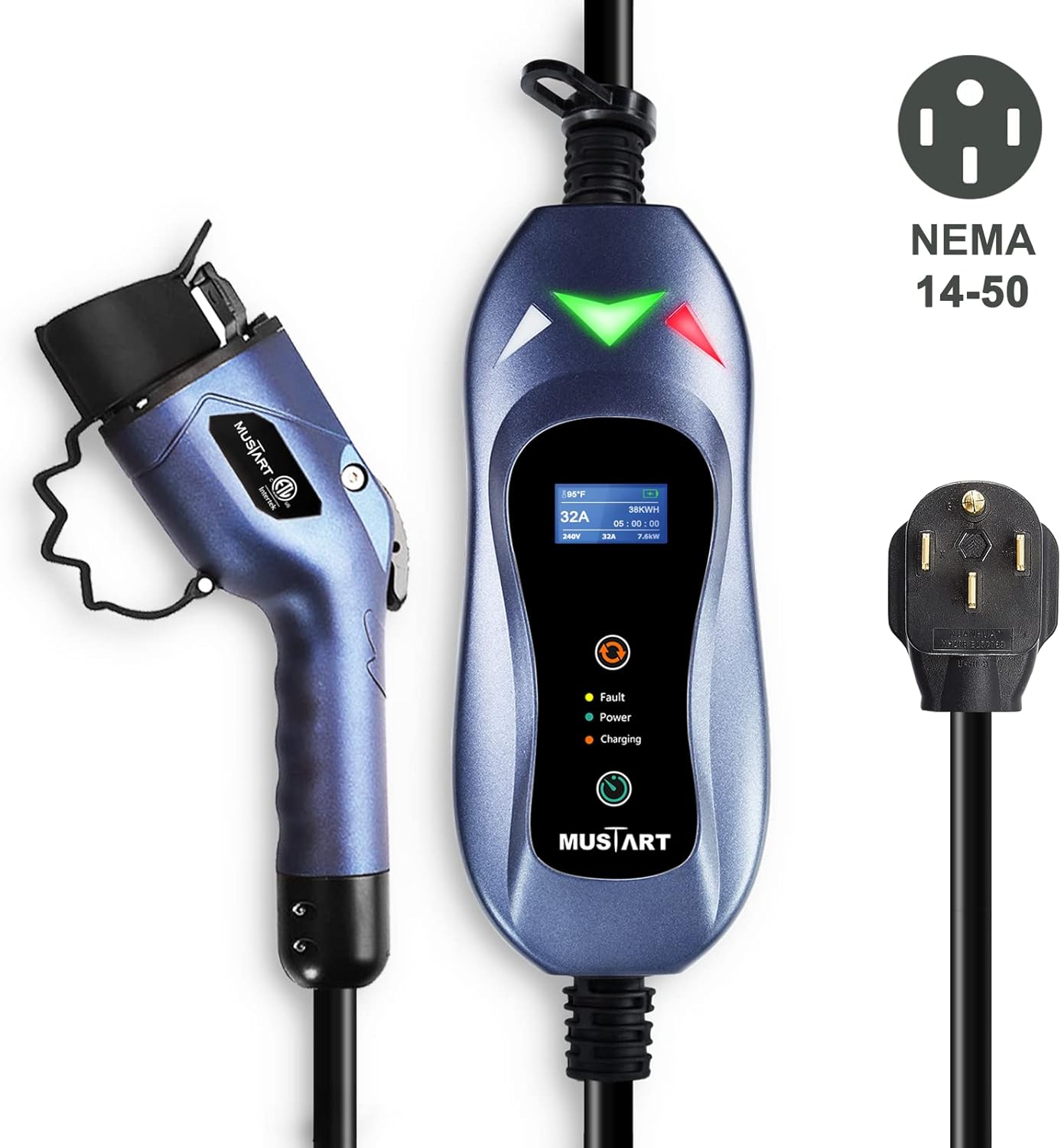 MUSTART Level 2 Portable EV Charger (240 Volt, 25ft Cable