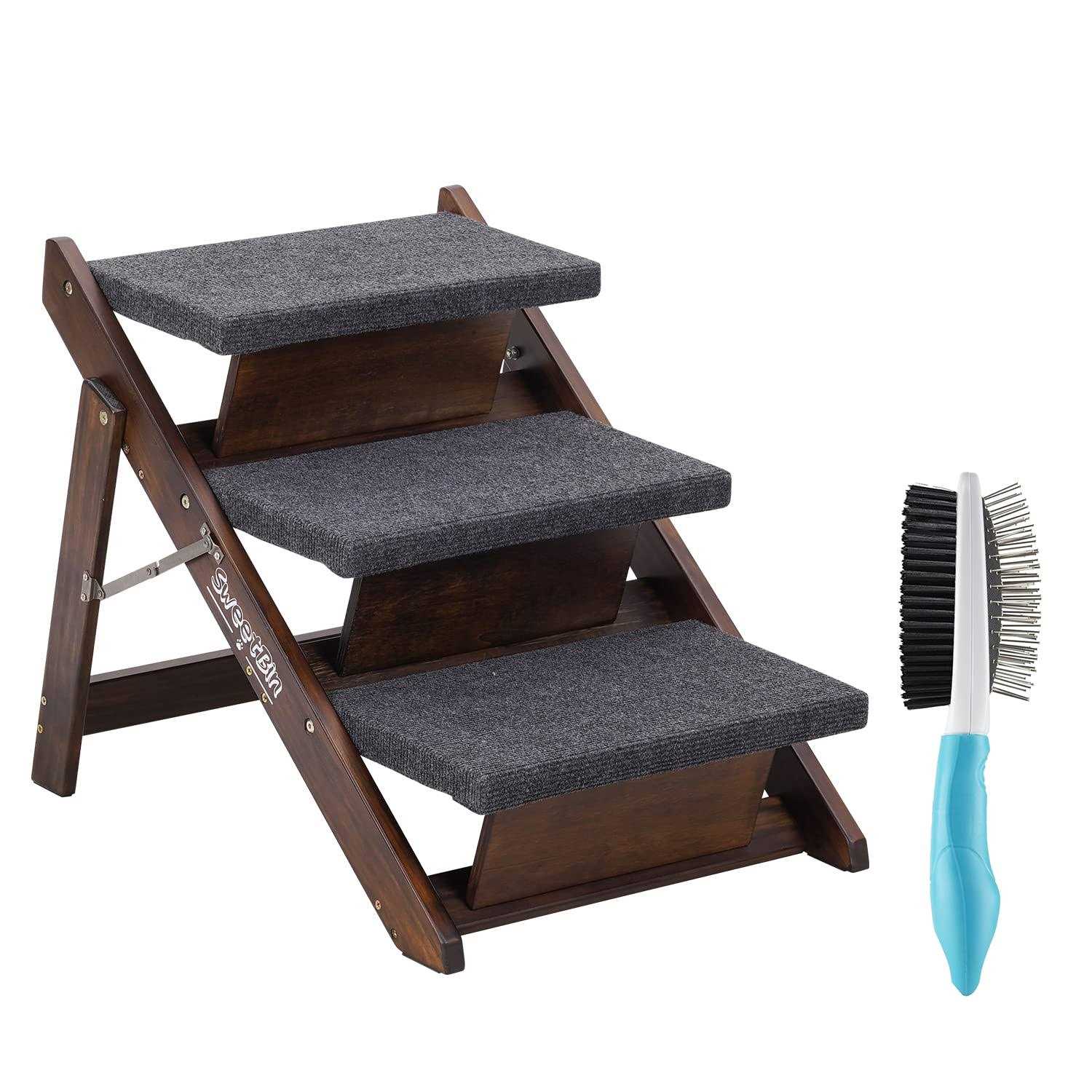 Sweetbin Wooden Pet Stairs/Pet Steps for All Dogs and Cats Up to 150Lbs - Pet Supplies online store