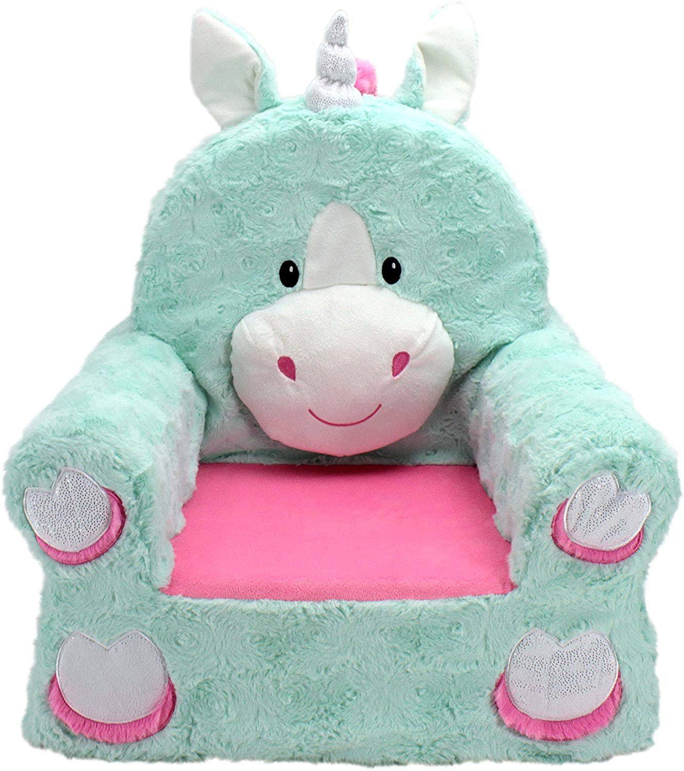 Sweet SEATS Adorable Teal Unicorn Children&s Chair, Machine Washable Removable
