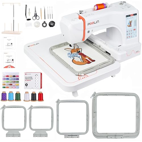EOC06 Embroidery Machine 7.9x11 Inch Large Hoop for Beginners,Computerized 7 Inch Touchscreen,Machine Embroidery Gifts,Includes Hoops,USB,Stabilizer
