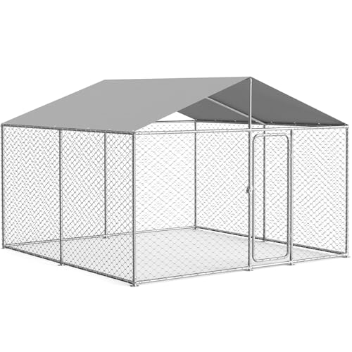 7.8x7.8 FT Extra Large Outdoor Dog Kennel Outside, Heavy Duty Dog Enclosure with Waterproof Cover and Security Lock