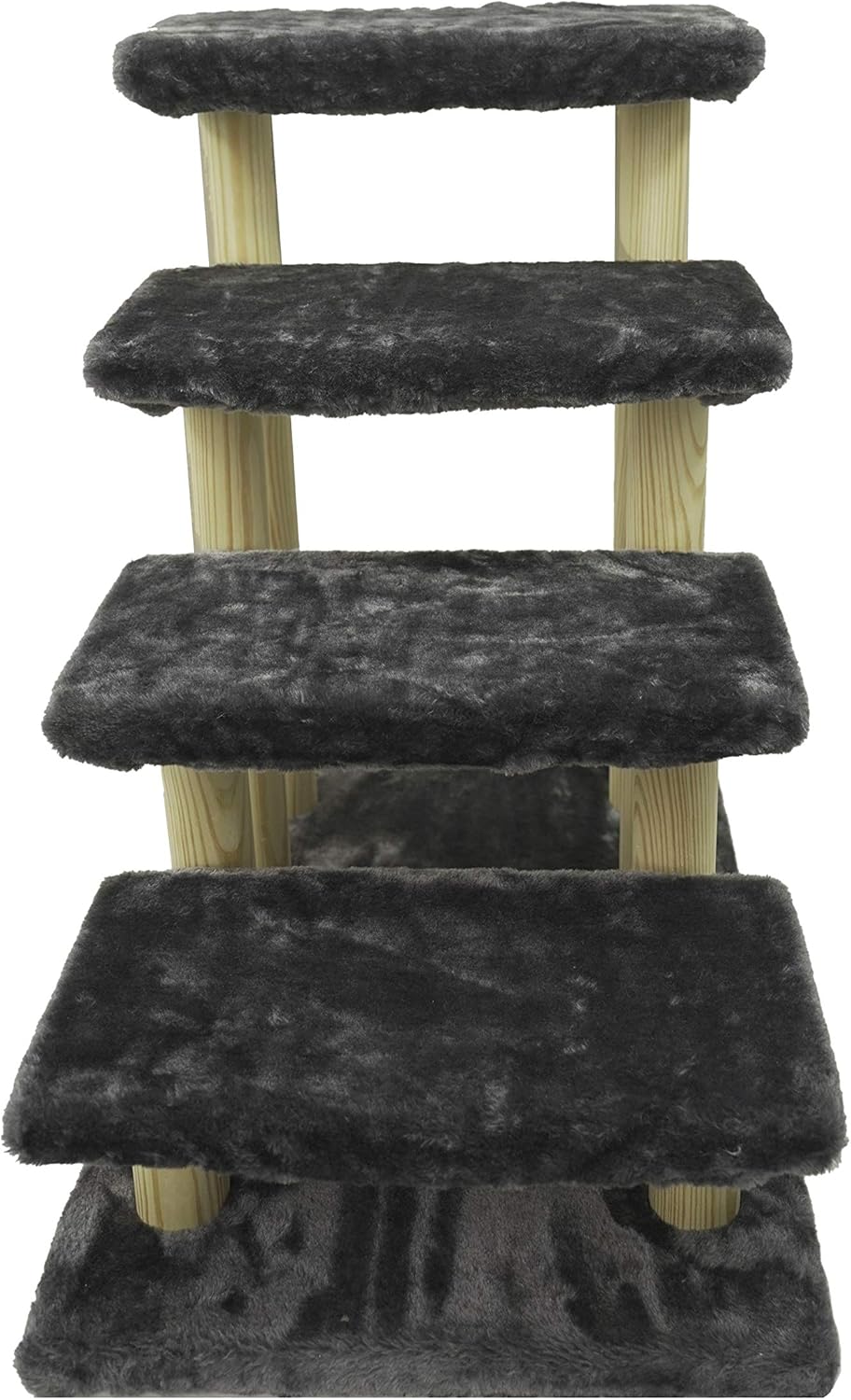 Cowboy Wooden pet Stairs 4-Step pet Ladder cat Dog Easy Stairs with Detachable Carpet for high Bed and Couch (Navy Blue) Pack of 2