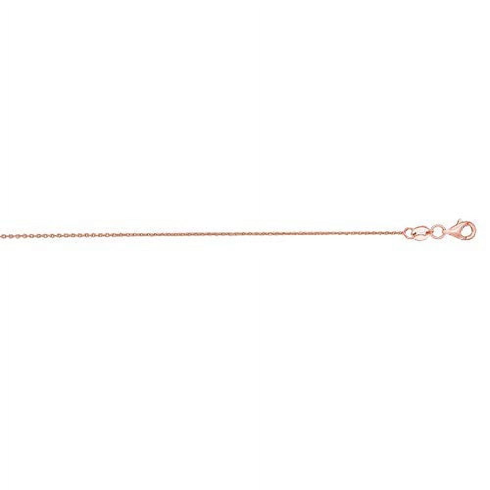 14k Rose Gold 0.6mm Shiny Round Cable Chain Necklace, Lobster Claw - 18 Inches, 1.2gr.