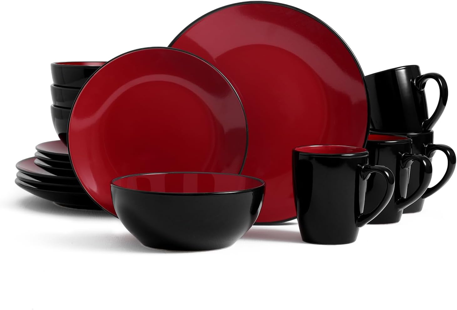 16 Piece Square Kitchen Dinnerware Set,Plates and Bowls sets,Dishes, Dinner Plates, Cereal Bowls Set，Bowls, Mugs, Dish Set，Plates and Bowls