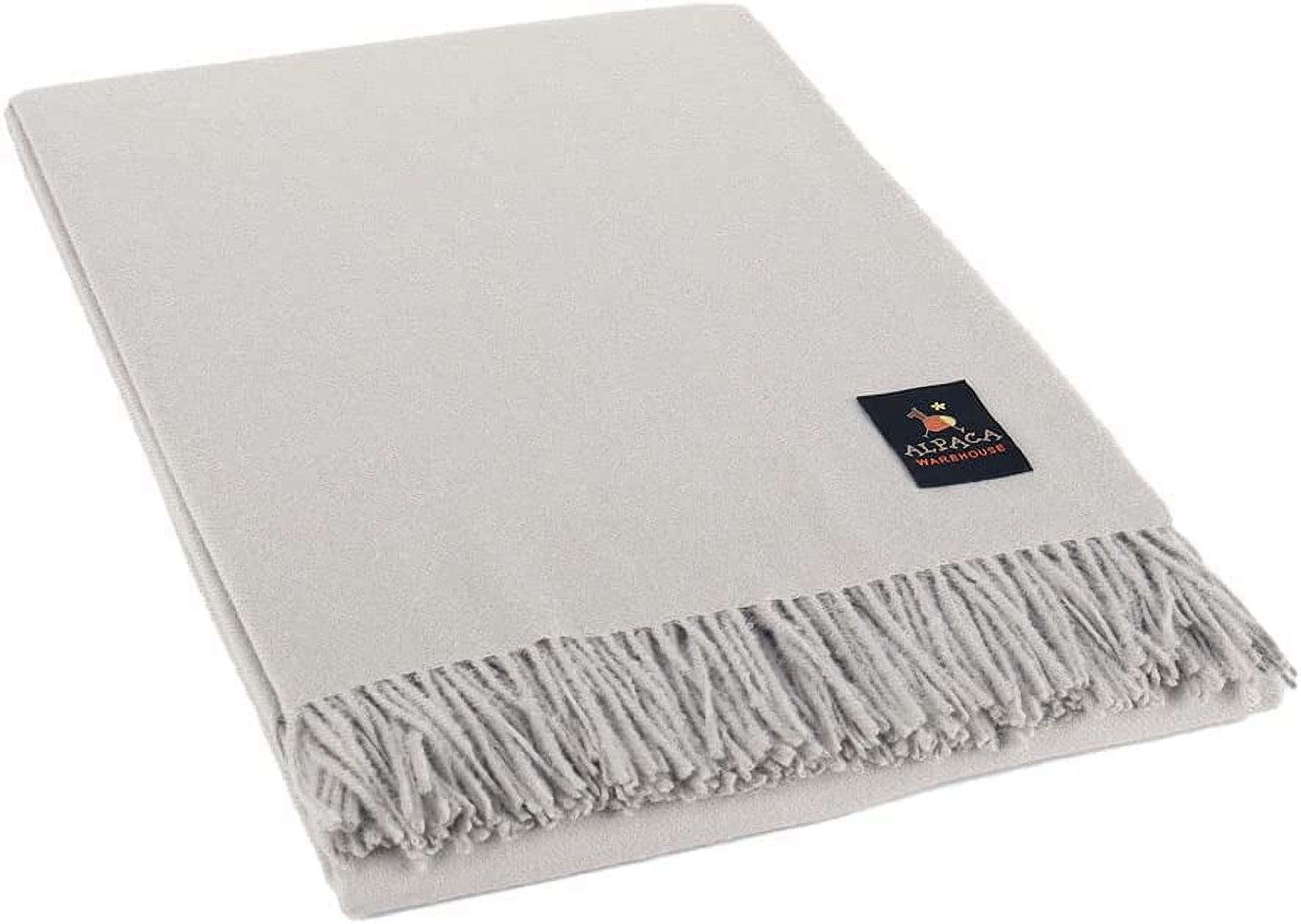 100% Baby Alpaca Wool Blanket Throw Solid Color Design for Bed Couch Sofa Soft Warm Peruvian Alpaca Wool Blankets 72" x 52" (Mink)