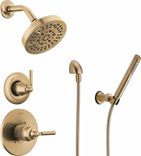 Delta Faucet Saylor 3-Setting Gold Shower System Including Shower Head, Handheld Shower, Shower Handle, Shower Diverter and Shower Valve Kit