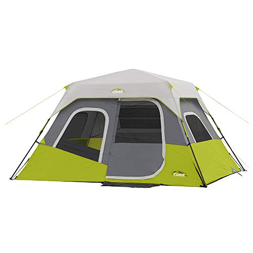 CORE 6 Person Instant Cabin Tent | Portable Large Pop Up Tent with Easy 60 Second Camp Setup for Family Camping | Included Hanging Organizer for